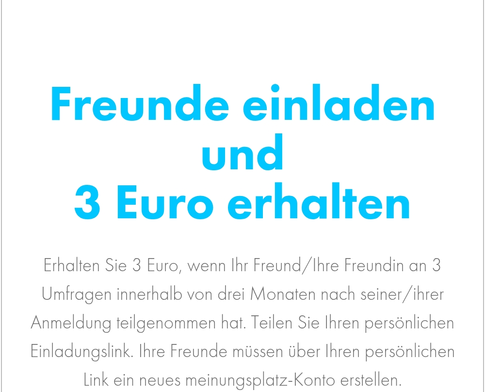 Seite zum Werben von Freunden bei Meinungsplatz mit Prämie und Bedingungen