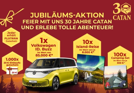 Logo Catan Jubiläums-Aktion 2025 - Gewinnspiel