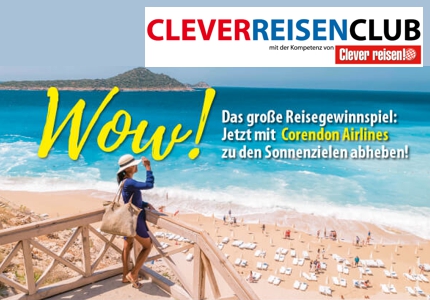 Logo Clever reisen! CLUB Flugtickets Corendon Airlines 2025 - Gewinnspiel