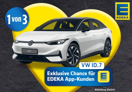 Logo Edeka und Ferrerol VW ID.7 2025 - Gewinnspiel