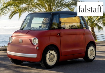 Logo falstaff Fiat Topolino 2026 - Gewinnspiel