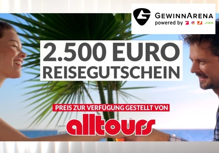 Logo Gewinnarena 2.500 Euro Reisegutschein 04.2026 - Gewinnspiel