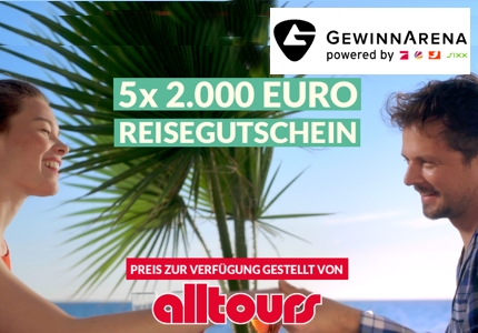 Logo Gewinnarena 2.000 Euro Reisegutschein 10.2026 - Gewinnspiel