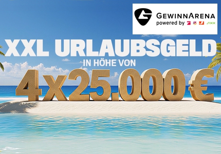 Logo Gewinnarena XXL Urlaubsgeld 3 25.000 Euro 2026 - Gewinnspiel