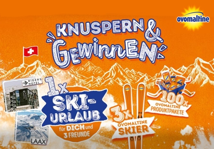 Logo Ovomaltine Ski- Snowboard-Urlaub in Laax 2026 - Gewinnspiel