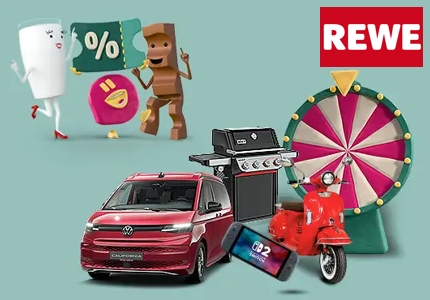 Logo Rewe Glücksrad 08.2026 - Gewinnspiel