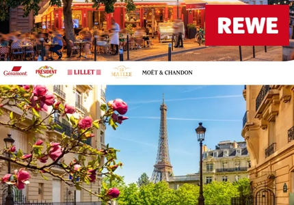 Logo Rewe Reise nach Paris 07.2026 - Gewinnspiel