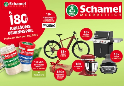 Logo Schamel 180 Jahre 2026 - Gewinnspiel