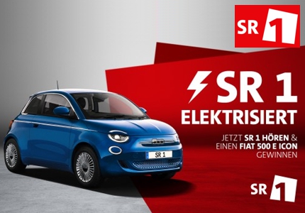 Logo SR 1 Fiat 500 E Icon 2026 - Gewinnspiel