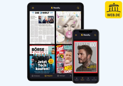 Logo web.de Readly 3 Monate 2026 - Gratisprobe